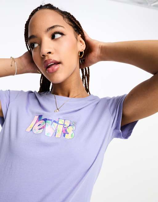 Levi's – Perfect – Lila t-shirt marmorerad affischlogga