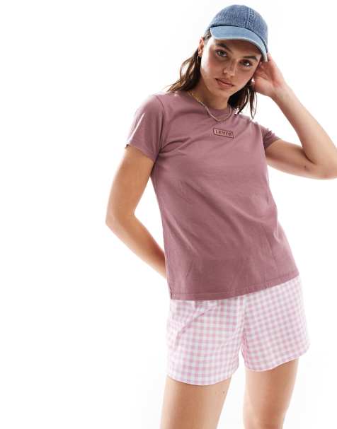 Levi's Perfect shine box tab logo t-shirt in dusky pink