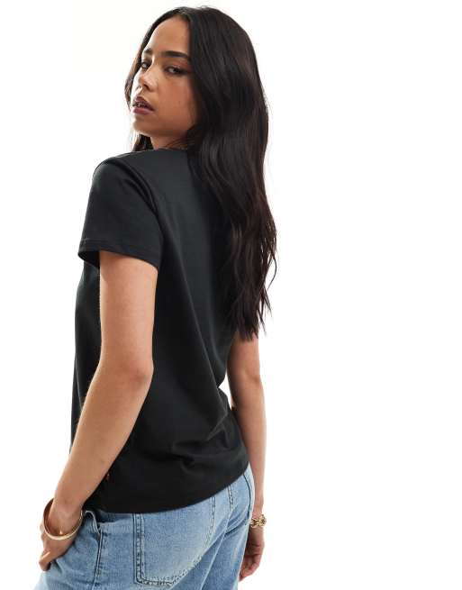 Levi's - Perfect - Sort T-shirt med plakatlogo med marmordesign, 2 af 4
