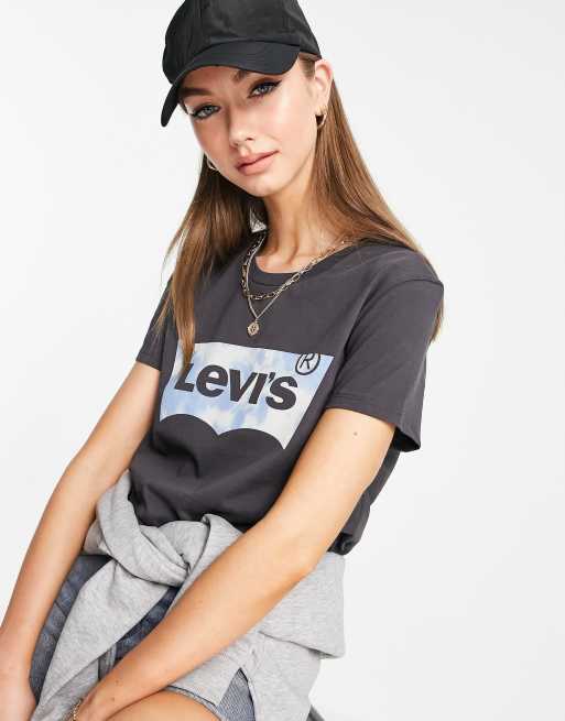 Levi's – Perfect – Svart t-shirt med fladdermuslogga