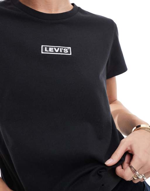 Levi s Perfect T shirt avec logo encadre brillant Noir ASOS