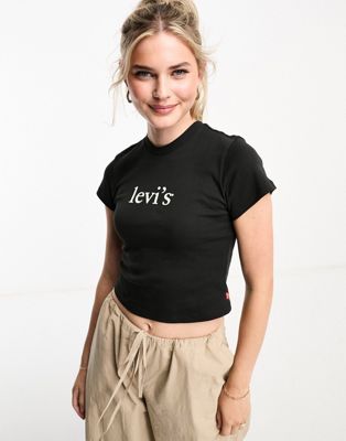 Levi's perfect t-shirt with small serif logo in black - ASOS Price Checker