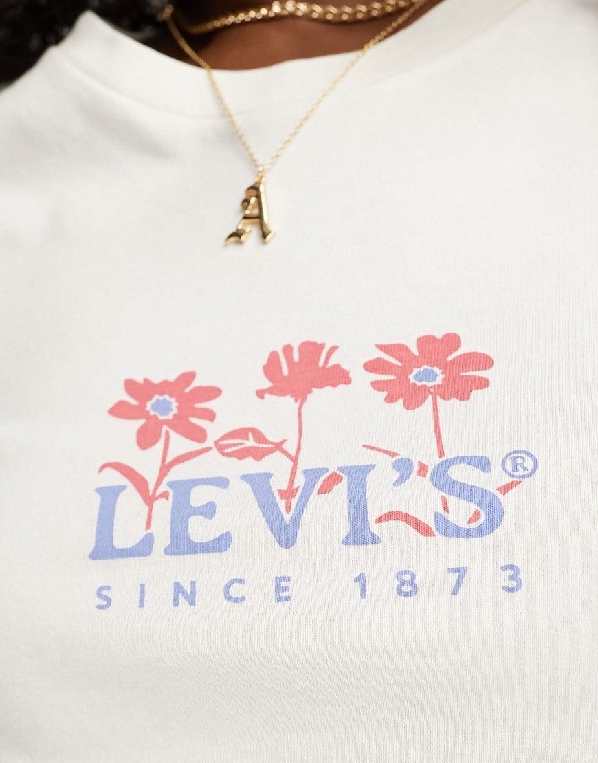 Perfect - T-shirt crema con logo floreale-Bianco - Levi's T-shirt donna  - immagine1