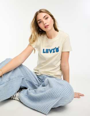 Levi's - Perfect - T-Shirt in Creme mit Logo-Weiß