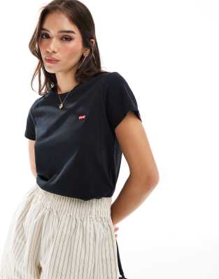 Levi's - Perfect - T-Shirt in Schwarz mit kleinem Fledermaus-Logo