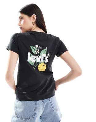 Levi's - Perfect - T-Shirt in Schwarz mit Zitronen-Logoprint auf dem Rücken