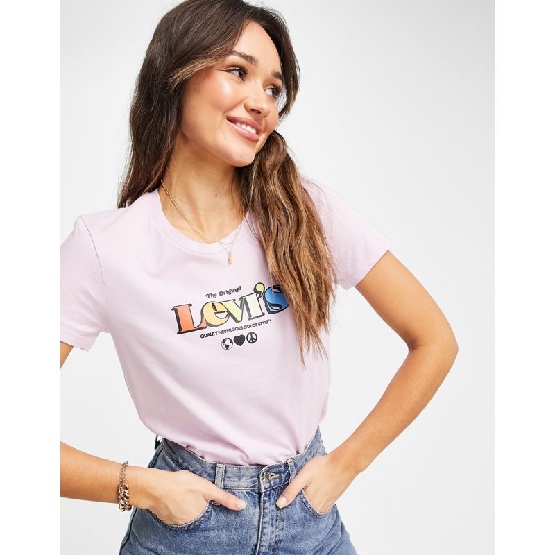 N6Jtm Donna Levi's - Perfect - T-shirt lilla con logo