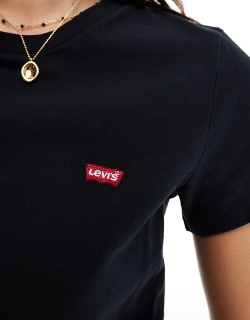 Levi's - Perfect - T-shirt met klein vleermuislogo in zwart, 2 van 4