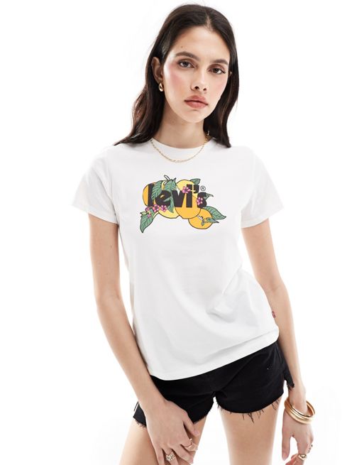 Levi's - Perfect - T-shirt met logo met fruit in wit