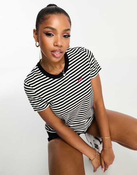 Levi's - Perfect - T-shirt nera a righe con logo - view 1