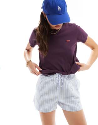 T-shirt Levi's Femme Violet - Brodé - 100% Coton - Neuf Avec étiquettes