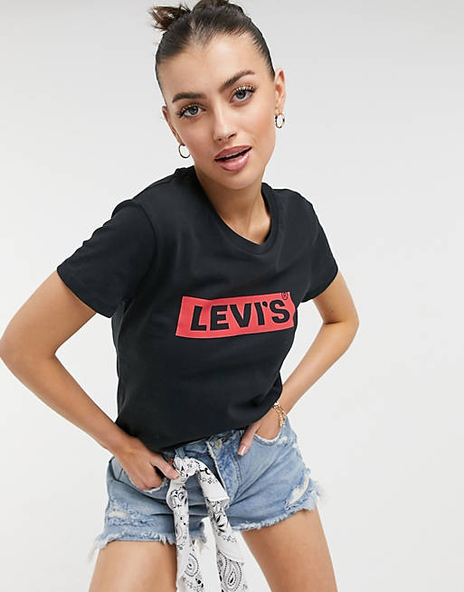 Levi's perfect T-shirt with box tab logo in black | ASOS