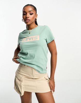 Levi's perfect t-shirt with box tab logo in green - ASOS Price Checker