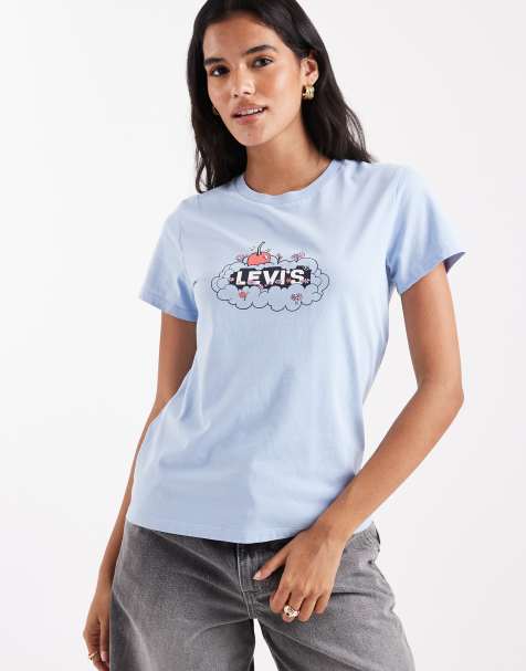 Levi's Perfect t-shirt with fruit graphic in blue - view 1