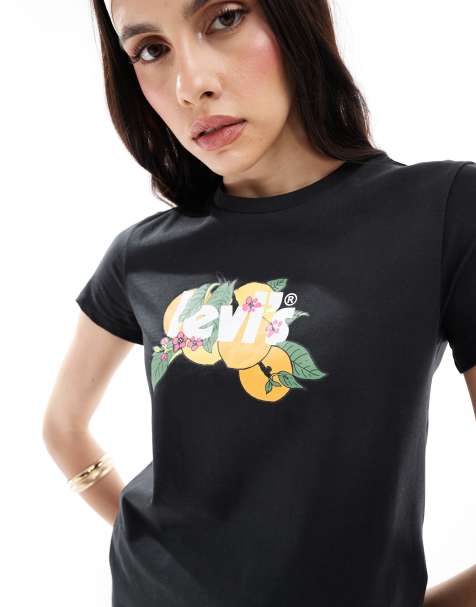 Levi's perfect t-shirt with fruit logo in black - view 1