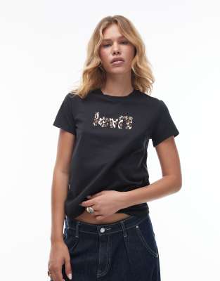 Levi's Perfect t-shirt with leopard logo in black - view 1