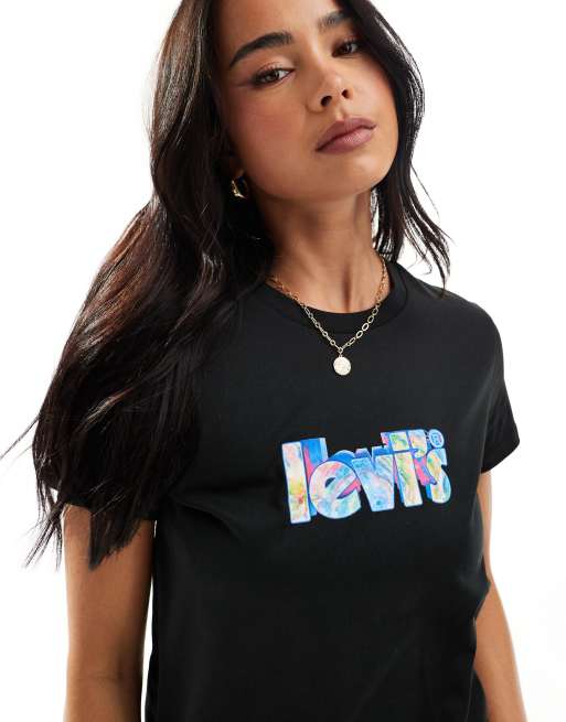 Levi s perfect t shirt with marble poster logo in black ASOS