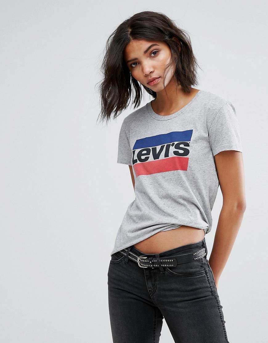 Levi's Perfect T Shirt with Vintage Logo-Grey