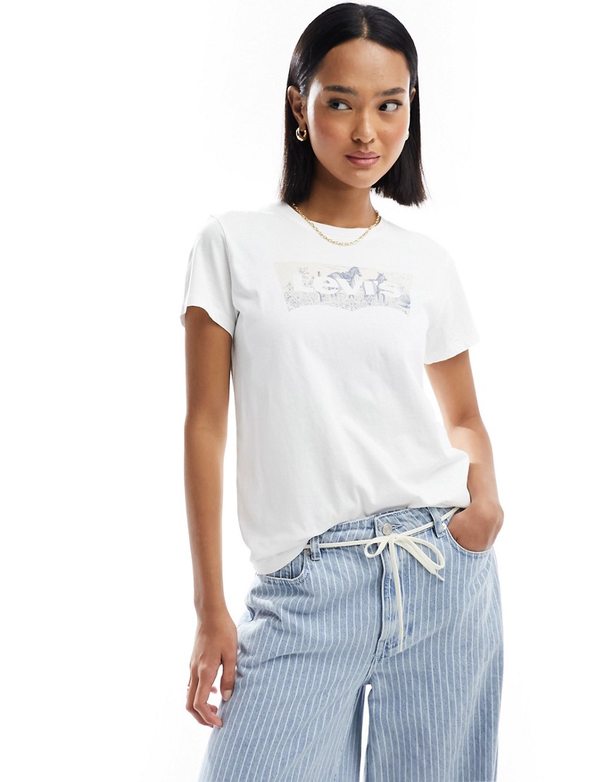 Levi's perfect t-shirt with western print batwing logo-White