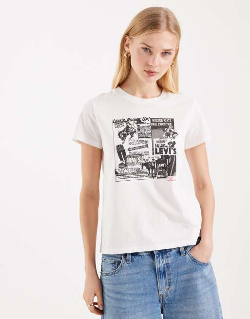 Levi's - Perfect Tee - Hvid T-shirt med vintage-print