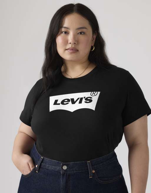 Levi's Perfect tee (plus size) in zwart, 4 van 4