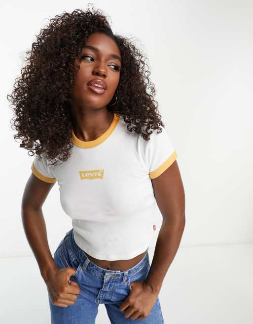 Levi's - Perfect Tee - T-shirt met biezen in wit