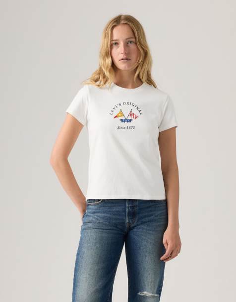 Levi's perfect tee with flag logo in white - view 1