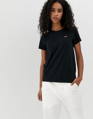 white t shirt with chest logo in black 