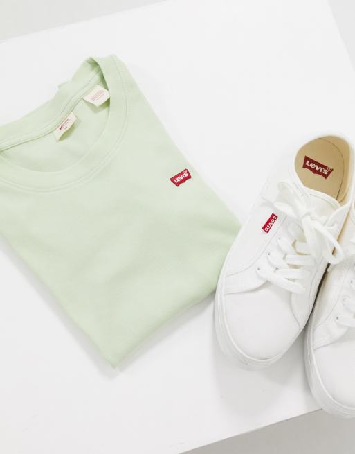 Levi's – Perfect – Zielony T-shirt w odcieniu szałwiowym z logo w stylu lat 90.