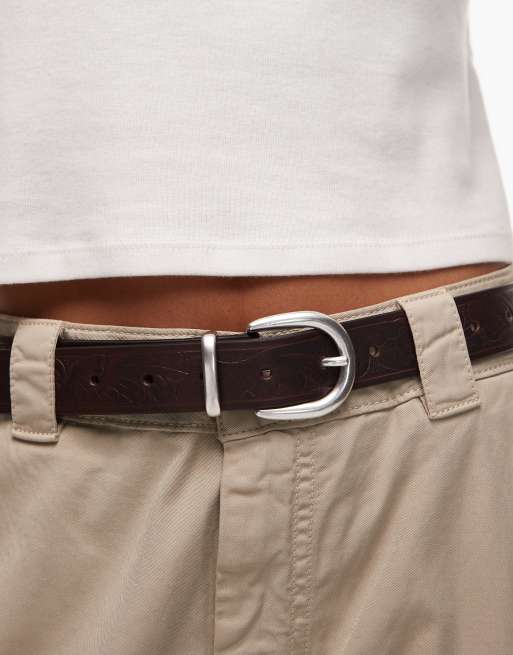 Levi's - Phoebe - Cintura stile western marrone scuro con fibbia argento, 3 di 3