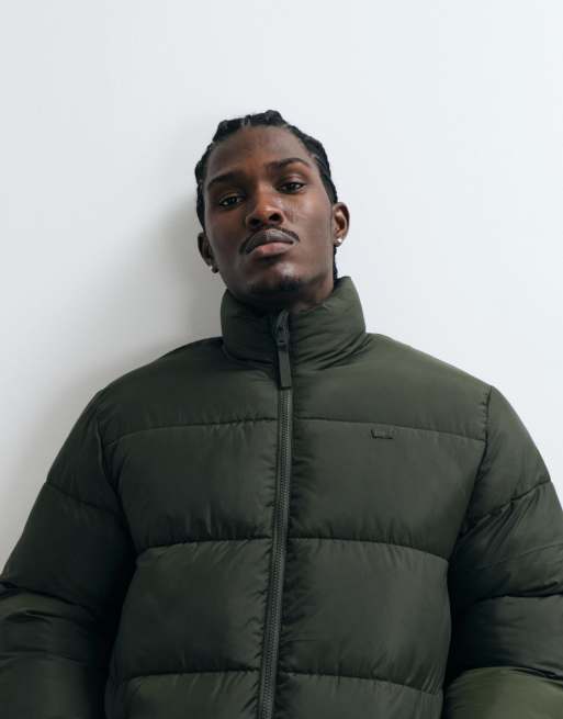 Levi's piedmount short puffer jacket in khaki, 3 of 5
