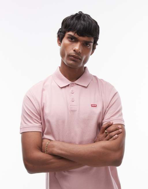 Levi's - Pink poloskjorte med flagermusformet logo i jersey