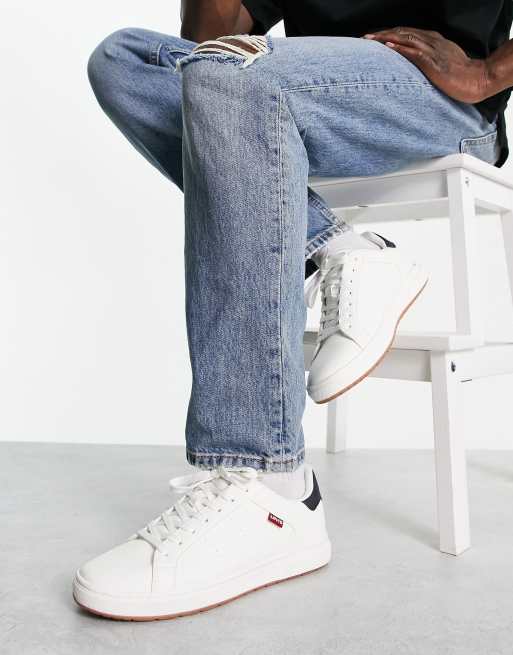 Levi's Piper sneakers in white with red tab | ASOS