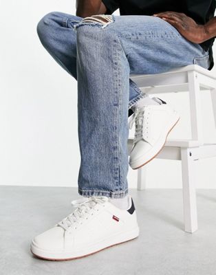 Levi's piper trainer in white with red tab