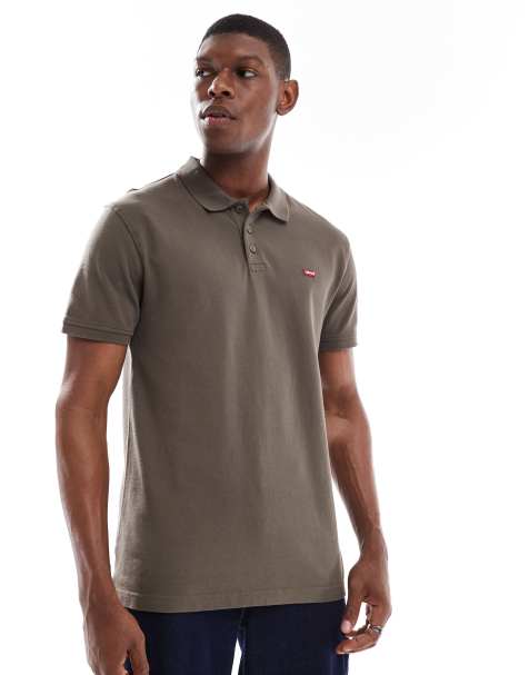 Levi's - Piqué polo met batwing-logo in kakigroen - view 1