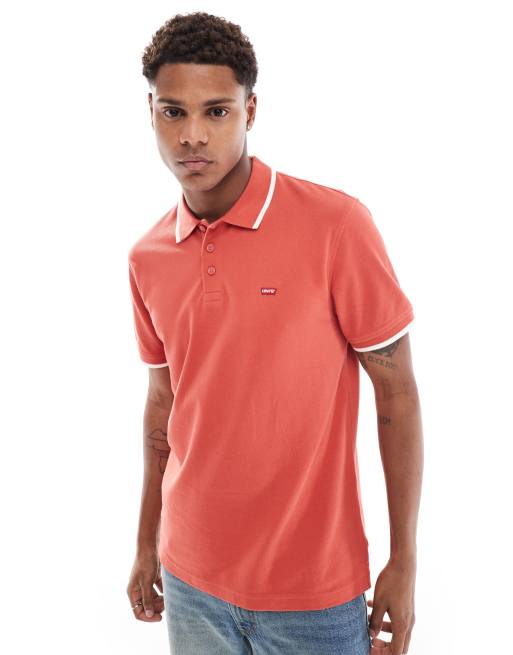 Levi's - Piqué polo met vleermuislogo en gekleurd randje in rood