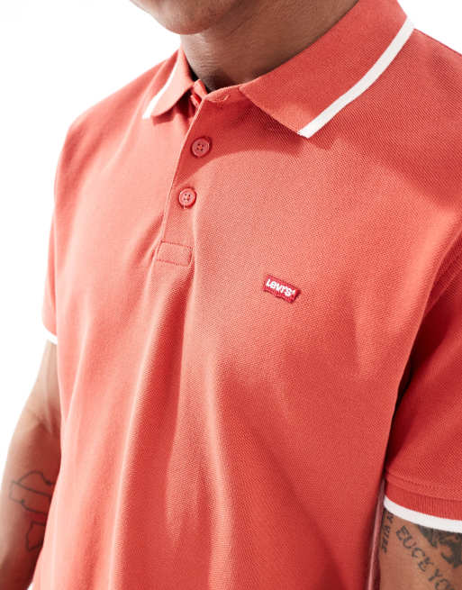 Levi's - Piqué polo met vleermuislogo en gekleurd randje in rood, 3 van 4