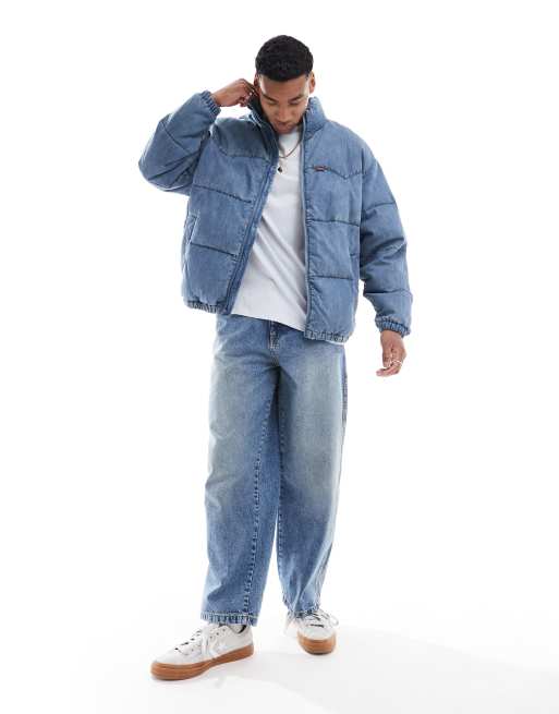 Levi's Piumino in denim imbottito stile western blu medio ASOS