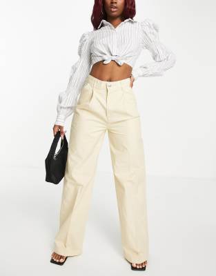 light beige wide leg trousers