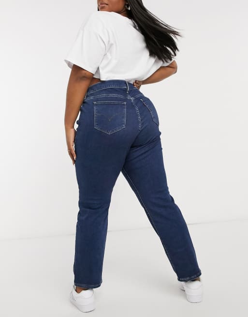 Levi's Plus 314 shaping straight jeans in mid wash blue | ASOS