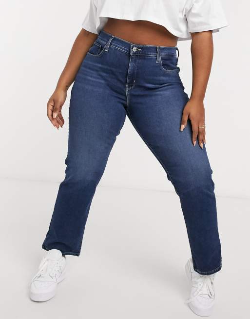 Levi s Plus 314 shaping straight jeans in mid wash blue