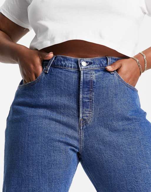Levi's Dames Plus Size 501 Crop Samba Cropped Jeans Gewassen Blauw