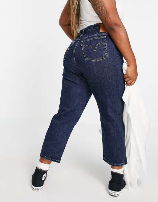 Levi's Plus 501 high rise straight leg crop jeans in indigo | ASOS