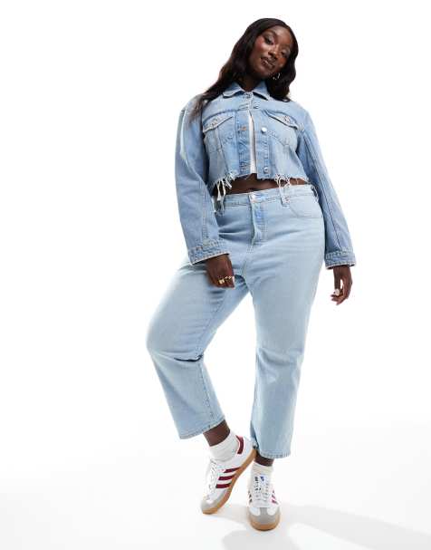 Levi's Plus - 501 - Lyseblå crop-jeans med lige pasform - view 1