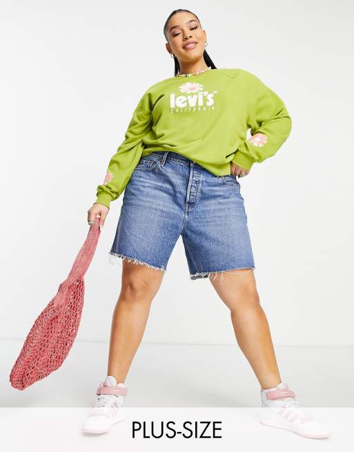 Levi's Plus – 501 – Mellanblå shorts i 90-talsstil