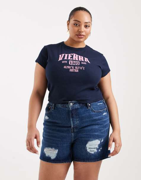 Levi's Plus – 501 – Mellanblå, tvättade, slitna shorts - view 1