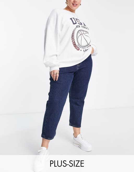 Levi's Plus – 501 – Mörkblå, ankellånga, raka jeans