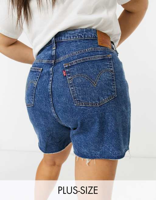 Levi's Plus - 501 Original - Denim short in mid wash blauw