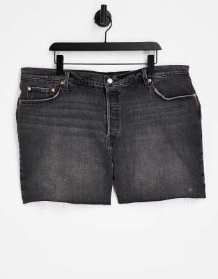 Levi's Plus - 501 Original - Jeans-Shorts in verwaschenem Schwarz-Blau