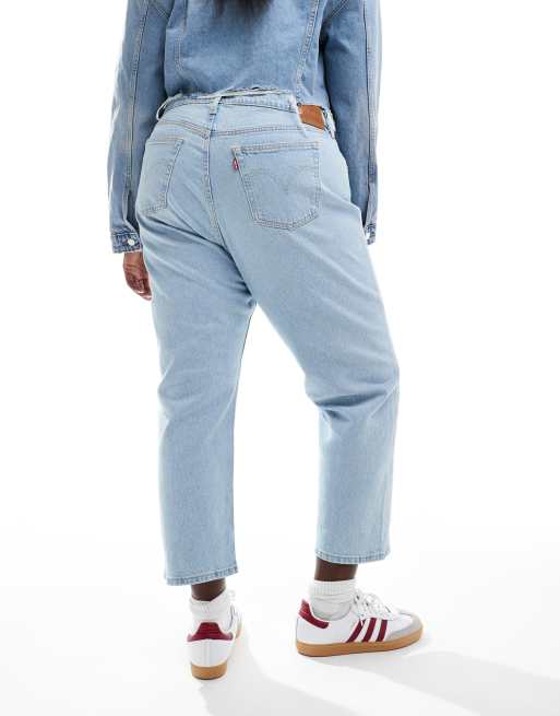 Levi s Plus 501 straight fit crop jeans in light blue